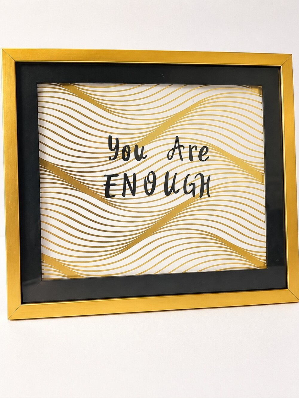 NWT You Are Enough Gold Wave Wall Or Shelf Art - Inspirational Quote Sz 10"X12"